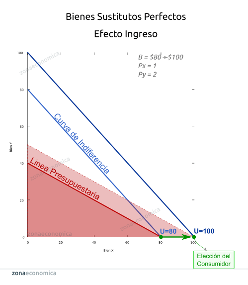 Bienes sustitutos perfectos: Efecto Renta