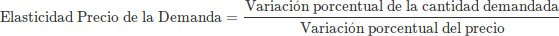 formula de la elasticidad de demanda